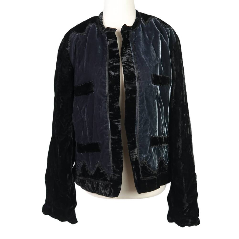 Vintage 90s black and grey colorblock velvet jacket M